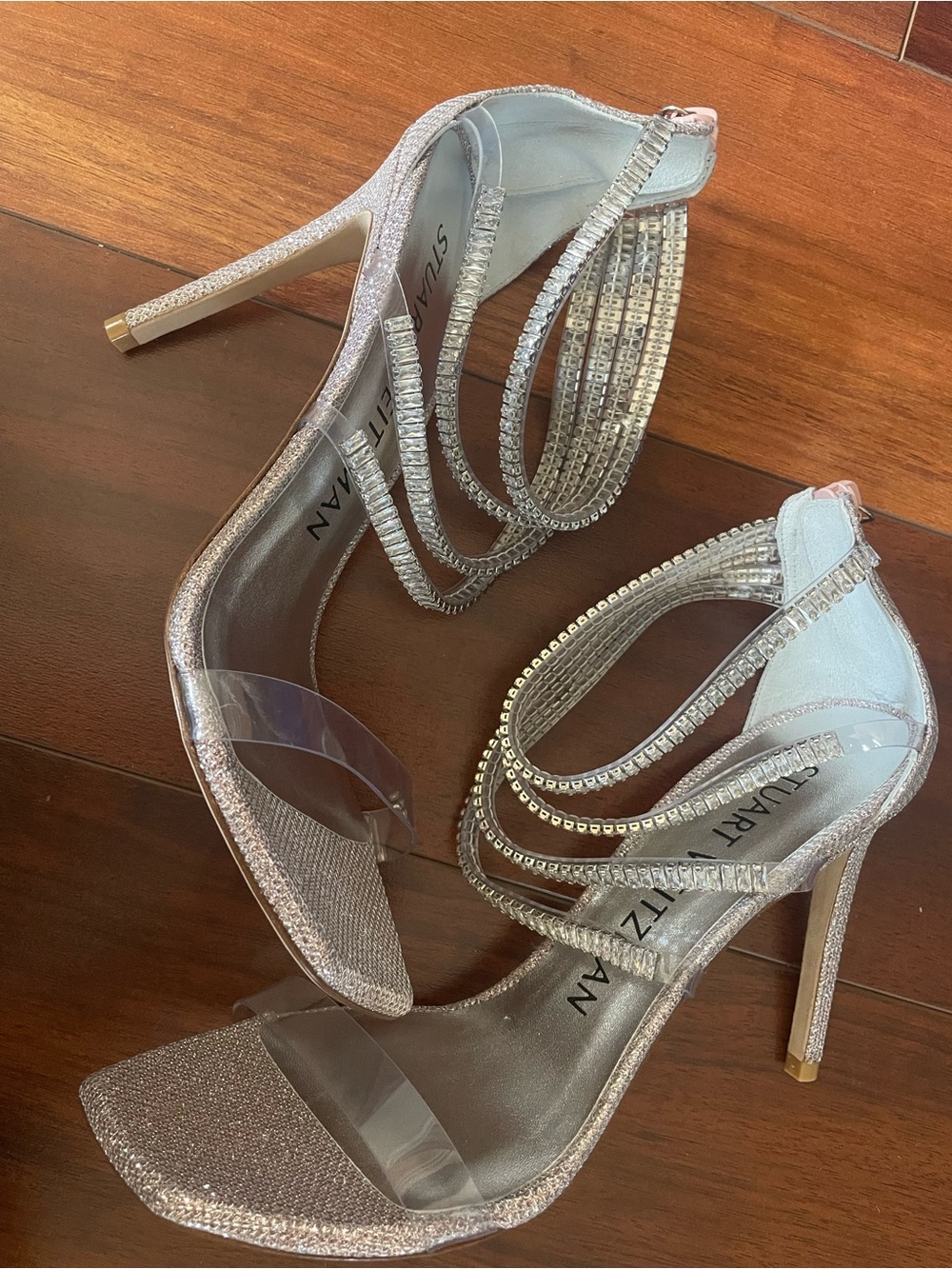 NIB Stuart Weitzman SUPERGLAM 100 Crystal Strappy Stiletto Sandal Size 8 - Picture 4 of 13